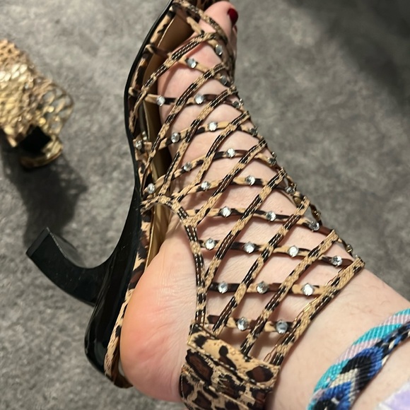 Salsero cheetah rhinestone heel sz 10 - Picture 4 of 4